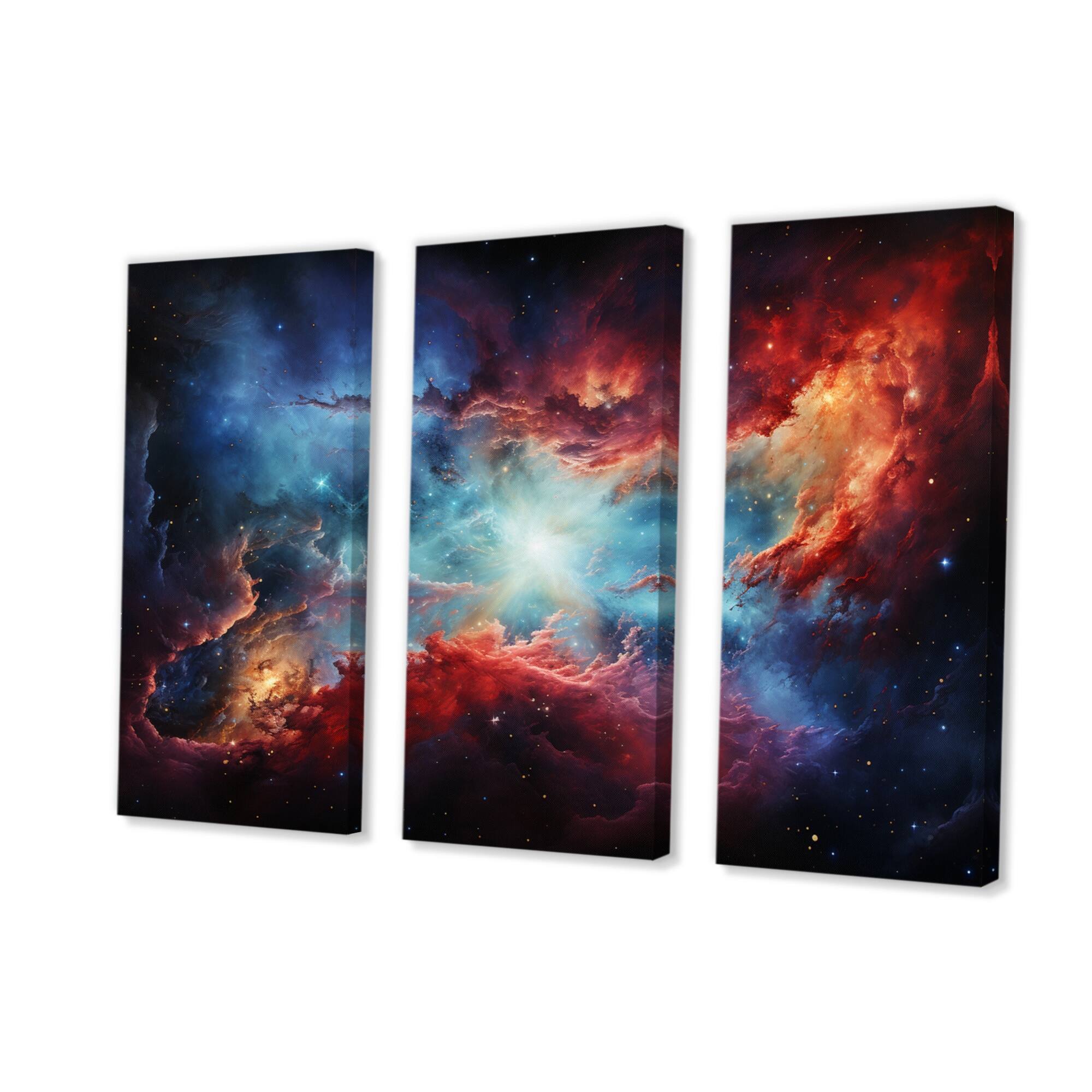 Designart "Orange Blue Astronomical Galaxy Dreams II" Galaxies Wall Art